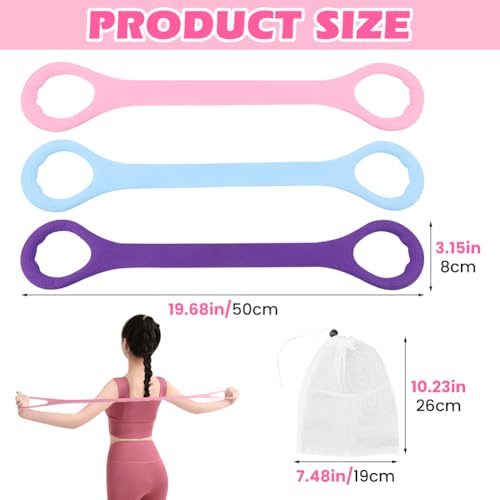 Figure 8 Fitness Resistance Band, 3pcs Arm Back Shoulder Exercise Bands Training Elastic Ropes for Working Out, Exercise Equipment for Physical Therapy,Yoga,Pilates, Stretching