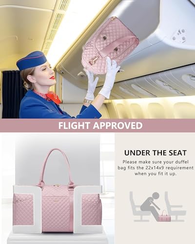 Women Weekender Travel Duffle Bag: Travel Duffel Overnight Bags with Shoe Compartment Large Carry on Tote with Toiletry Bag Weekend Traveling Yoga Gym Hospital Bag for Women with Wet Pocket Pink - color: 02-Pink, size: Large