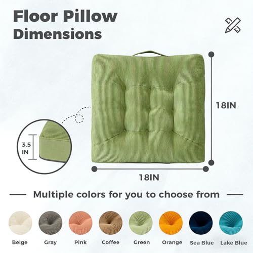 Beige Square Floor Sitting Cushions with Handle, 2 Pcs, 18x18 Inch - color: Beige