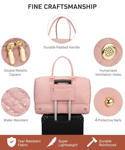 WINDARS Travel Duffle Bag, Weekender Bags for Women with Shoe Compartment, Overnight Bag with Toiletry Bag, Carry On Duffel Bags For Airplanes, Yoga Gym Duffel Bag, Pink - color: Pink