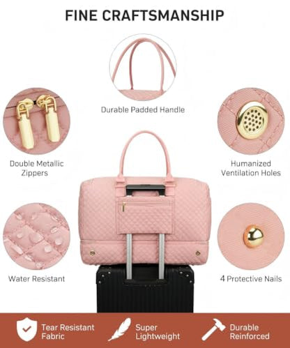 WINDARS Travel Duffle Bag, Weekender Bags for Women with Shoe Compartment, Overnight Bag with Toiletry Bag, Carry On Duffel Bags For Airplanes, Yoga Gym Duffel Bag, Pink - color: Pink