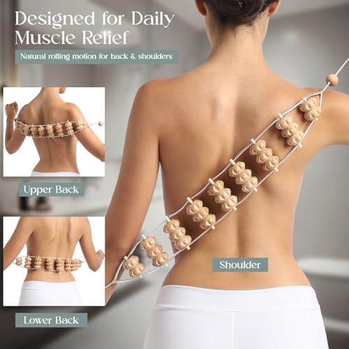 Wood Therapy Massage Tools, Lymphatic Drainage Curved Roller Stick, Neck Massager, Foam Roller, Back Scratcher, Rope Massage Kit, Back Massager for Relaxation - color: Roller & Massager