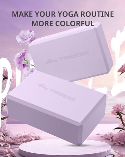 Trideer Yoga Blocks 2 Pack, Soft Non-Slip Foam Blocks with Beveled Edges for Alignment and Stretching in Yoga, Pilates, and Dance - Supportive, Lightweight, Odor Resistant, Latex-Free - color: Lavender-2 Pack