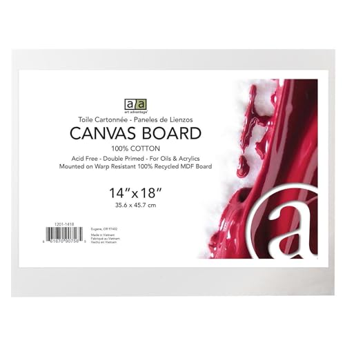 Art Advantage Canvas Board Recycled MDF 14x18 - Recycled MDF Canvas Panels for Painting, Paint Canvas, Canvases for Painting, Acrylic, Oil & Watercolor Art, Professional & Hobby Use - size: 14-inch x 18-inch Board