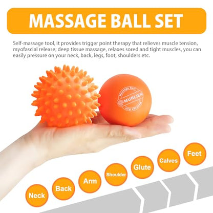 Massage Ball Set, Spiky Ball & Lacrosse Ball for Body Massage, Muscle Relief, Deep Tissue, Myofascial Release, Massager for Neck, Shoulder, Back, Foot or Muscle Tension - Orange | Muscle Relief, Deep Tissue, Myofascial Release, Massager for Neck, Shoulder