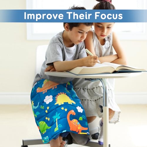 Sivio Cotton Weighted Lap Blanket, 20"x30" 3 lbs, Blue Dinosaur - color: Blue Dinosaur, size: 20"x 30" 3lbs