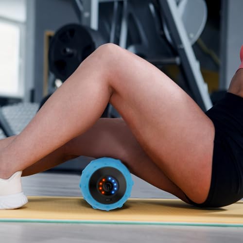 Uppye Vibrating Peanut Massage Ball, Ultra-Strong Rechargeable Therapy Roller, Trigger Point Massager for Back, Neck, and Foot Muscle Pain, Myofascial Release & Plantar Fasciitis Relief - color: Blue