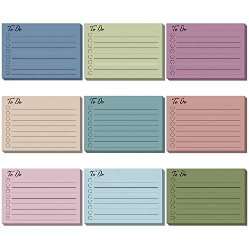 Pajean 9 Pcs/450 Sheet to Do List Sticky Note 3x4 Inch Self Stick Pads with Line Colored Planner Sticky Note Adhesive Memo for Office, Meeting, School, Study, Home Reminder (Modern Color) - style: Modern Color