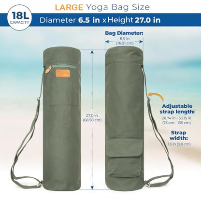 UDANA Canvas Yoga Mat Bag for Women & Men, Full-Zip Carrier with 3 Pockets & Adjustable Strap, Stylish Gym & Pilates Bag – Available in Multiple Sizes