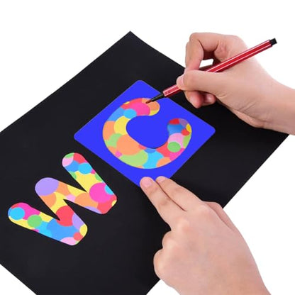 TecUnite 26 Pcs Alphabet Letter Stencils Plastic,3 X 3 Inches | A-Z Templates, Painting and Learning Tools, Reusable in Classrooms, Bulletin Boards, DIY Crafts, Signs, School Projects - size: 3 x 3 Inches