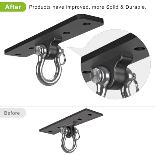 Dolibest Ceiling Mount Swing Hanger Heavy Duty Swing Set Hook for Porch Swing Hammock Chair Yoga Silk Suspension Straps Gymnastic Ring, Wall Anchor for Resistance Bands (900LB) - color: 4 Holes Ceiling Anchor With Carabiner