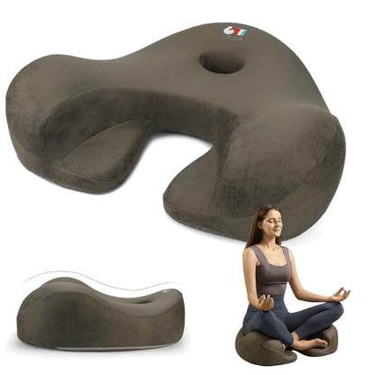 Meditation Cushion Memory Foam Floor Pillow for Cross Legged Sitting - color: Dark Green