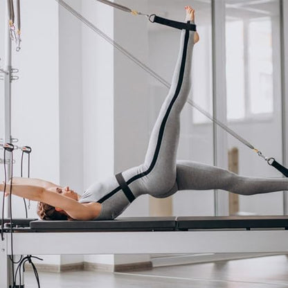 2PCS Pilates Double Loop Straps for Reformer Feet - color: Black