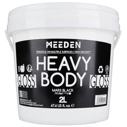 MEEDEN Mars Black Acrylic Paint: 2L/67.64oz Heavy Body Gloss Finish | 0.528 Gallon Bulk Thick Black Paints for Canvas Crafts Furniture Painting - color: Intense Black - 2L