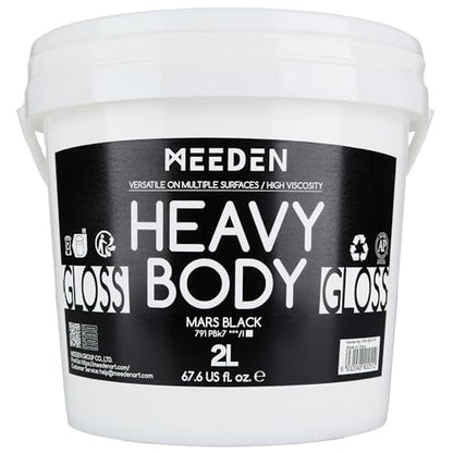 MEEDEN Mars Black Acrylic Paint: 2L/67.64oz Heavy Body Gloss Finish | 0.528 Gallon Bulk Thick Black Paints for Canvas Crafts Furniture Painting - color: Intense Black - 2L