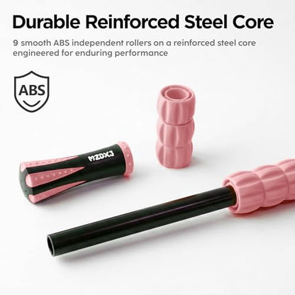 Muscle Roller & Massage Roller Stick for Athletes - Lymphatic Drainage Support, Relieves Muscle Soreness, Cramping & Tightness - Targets Legs, Arms, Back & Calves （Pink ） - color: Pink