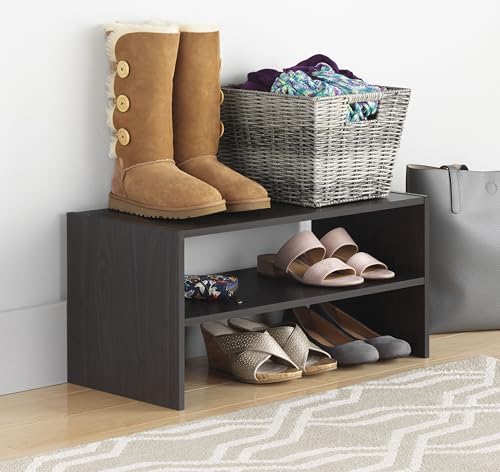 Whitmor Wood Stackable 2-Shelf Shoe Rack, 24 INCH, Espresso - color: Espresso, size: 24 INCH