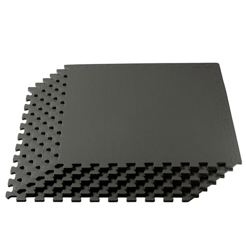 We Sell Mats 1/2 Inch Thickness Multipurpose EVA Foam Floor Tiles, Interlocking Floor Mat for Indoor Gym and Home Use, 24 in x 24 in, Charcoal Gray (24-13M) - color: Charcoal Gray, style: 16 Square Feet (4 Tiles)