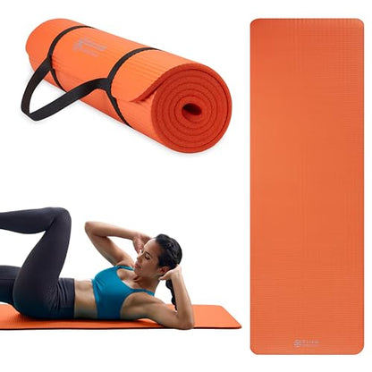 Gaiam Thick Yoga Mat, Exercise & Fitness Mat with Easy-Cinch Carrying Strap - color: Orange, size: 2/5" (10MM)
