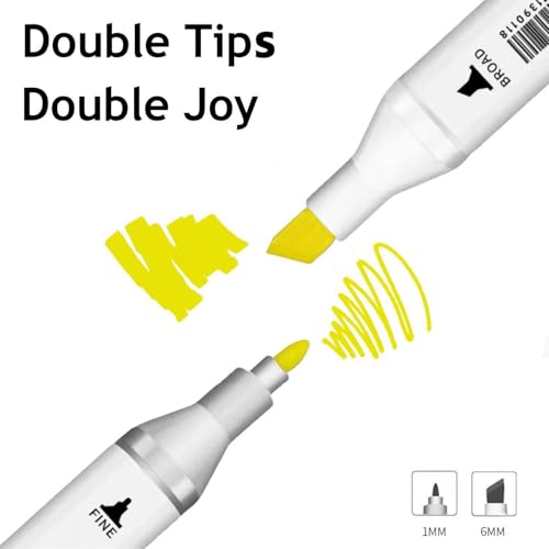 Arhomet 6 Colors Yellow Alcohol Markers Set, Dual Tips Art Markers Drawing Sketched Double Tipped for Adults(Yellow) - color: Yellow
