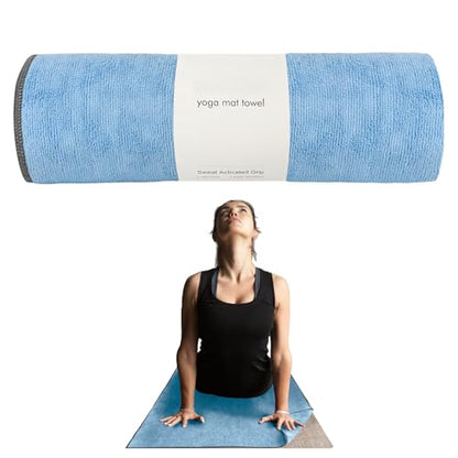 Muka Yoga Mat Towel for Hot Yoga Non-Slip, Pilates Mat Cover Absorbent Soft Gym Sweat Towel 72x24 Inch - color: Blue