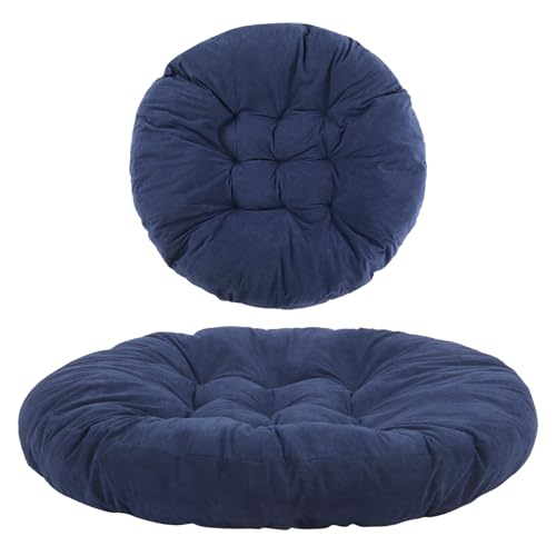 Funnymoom Extra Large Floor Pillow 35 Inch Round Floor Meditation Cushion Papasan Swing Cushion for Adults Oversized Playroom Pillows Big Pillow for Yoga Living Room Sofa Balcony(Dark Blue, Classic) - color: Dark Blue, style: Classic
