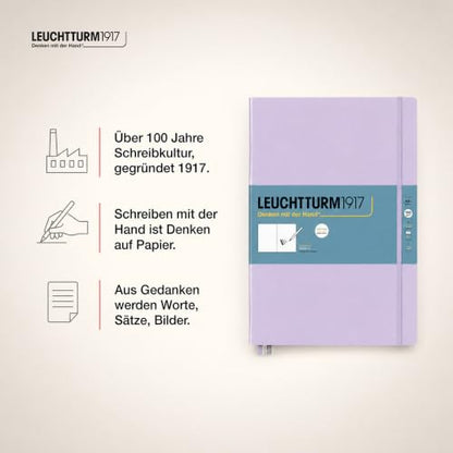 Leuchtturm1917 - Master A4 Hardcover Sketchbook (Lilac) - 112 Pages of 150g/m² Paper | 112 pages, thread binding, acid-free, folding case, lilac, drawing card, developed in Germany - color: Lilac, size: Master (A4+)