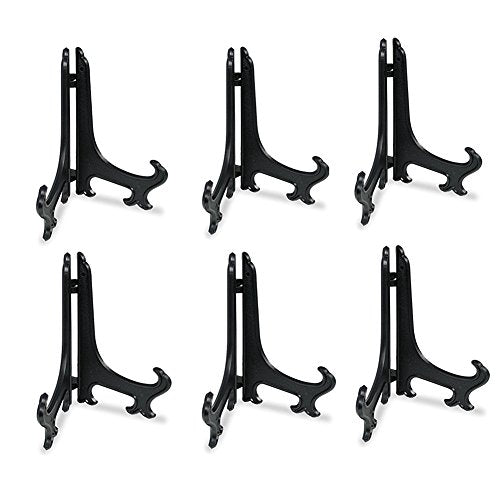 Artliving 10 Inch Black 6pcs/Set Plastic Easels Plate Display Stands Picture Frame Stand Holder - color: Black, size: 10 inch (6 pack)