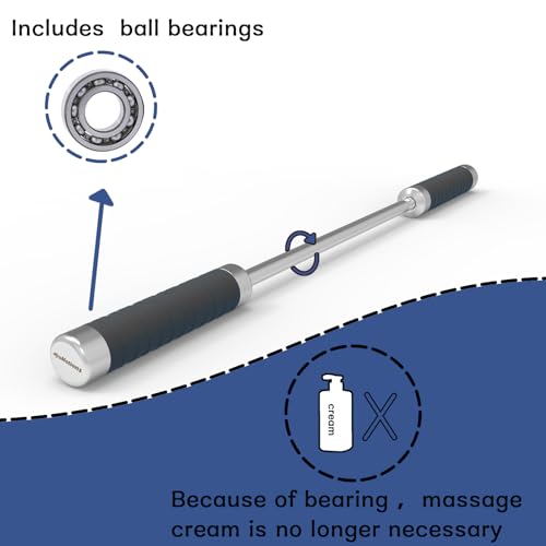 Stainless Steel Muscle Roller Stick for Legs with Silicone Grip and Ball Bearing Foot Roller for Athletes - Massage Roller Stick