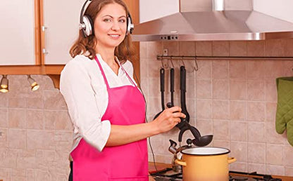 Pink Plain Bib Aprons Bulk for Women Men Adult with 2 Front Pockets (Hot Pink,15pcs), 60x70cm - color: Hot Pink-15pcs