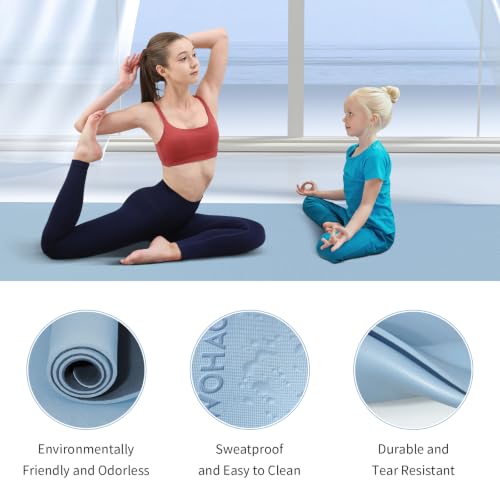 8mm Thick Yoga Mat Non Slip for Women Men - color: Blue-gray+Navy blue