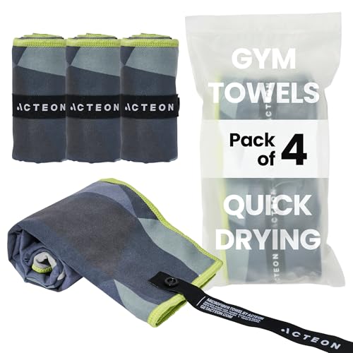 Acteon Microfiber Gym Towels 4 Pack, Quick Dry Odor Free Workout Towels for Men and Women, Super Absorbent Sports Sweat Towel for Gym, Yoga, Running, Travel, 16 x 30.5 Inch - color: Ore
