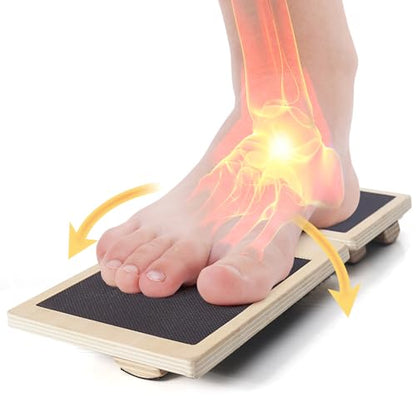 CINWELLER Ankle Strengthener Exerciser for Sprained, Single Foot Balance Board, Non-Slip Wood Wobble Board.
