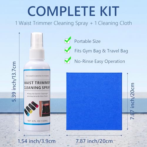 120 mL Waist Trimmer Cleaning Spray with Cloth for Fitness Belts