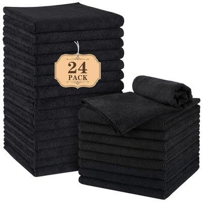 Orighty 24-Pack Black Hand Towels, 16x29 inch Microfiber Gym Towels - color: Black, size: 16 x 29 Inches (24 Pack)