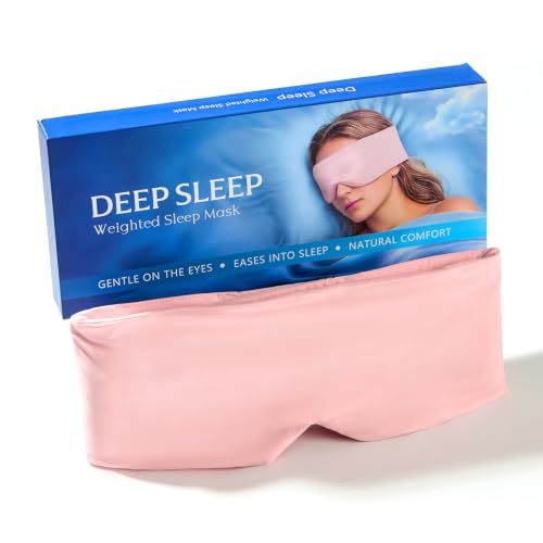 Weighted Eye Mask for Sleeping, Cooling Blackout Satin Sleep Mask for Women | Adjustable & Washable Pink Eye Pressure Cover, Breathable Silky Soft Fabric, Reusable Eye Mask Self Care Gift for Adults