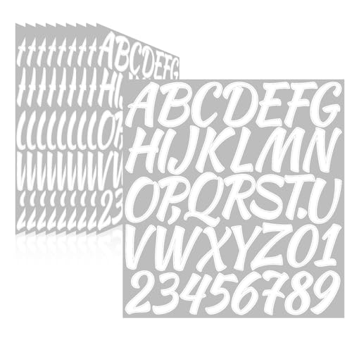 Letter Stickers,Mailbox Numbers,2 Inch Waterproof Vinyl Alphabet | 2 Inch White,380 Pieces 10 Sheets,Self Adhesive,Window,Scrapbook,Door,Sign,Car,Outdoor Indoor,Fade Resistant - color: White, size: 2 Inch