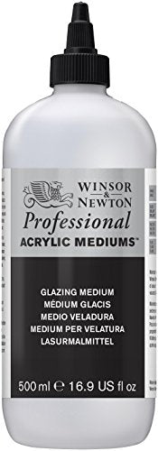 Winsor & Newton Professional Acrylic Medium, Glazing Medium, 500ml | Increases transparency and extends acrylic color for smooth glazing, subtle color transitions, and layered effects. - color: Glazing Medium, style: 500ml (16.9-oz)