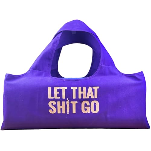 Wild Essentials Yoga Bag, Exercise, Tote, Large Carrier, Shoulder Strap, Inner Pocket, Fits Most Mats, Recycled Cotton Canvas - color: Purple-Let That Go