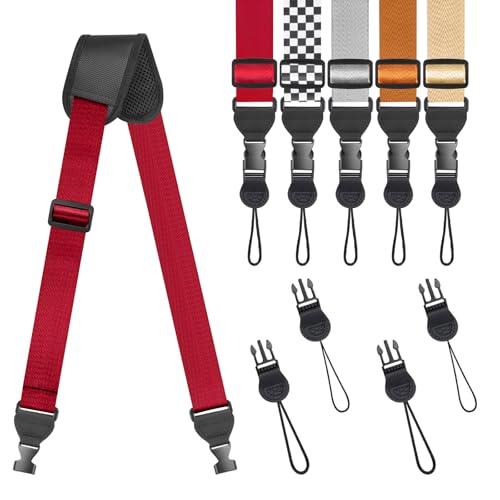 FIEIL Universal Shoulder Strap, Sandwich Mesh Padded Neck Lanyard, Replacement Comfortable Bag Strap for Camera, Cellphone Tablet,iPad, Laptop, Luggage Bag, Binocular(Red) - color: Red