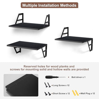 Tectocker-DOU 2 Pc Deep Floating Wall Shelves, Heavy Duty, 15.7×11.8, Black - color: Black, size: 15.7W×11.8D