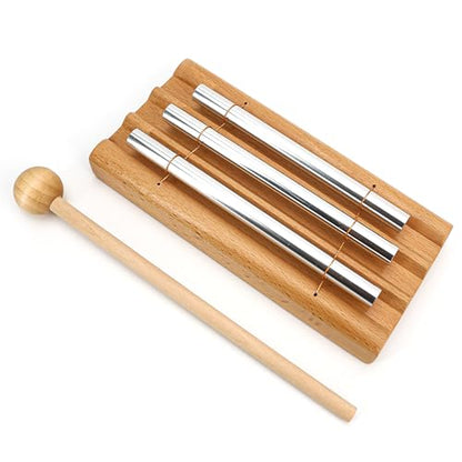 Meditation Trio Chimes, Three Tone Solo Percussion Instrument Hand Bell, Silver (7") Musically Tuned – Great for Mindfulness, Yoga, Prayer, Eastern Energy, Relaxation, and Sound Healing Gift