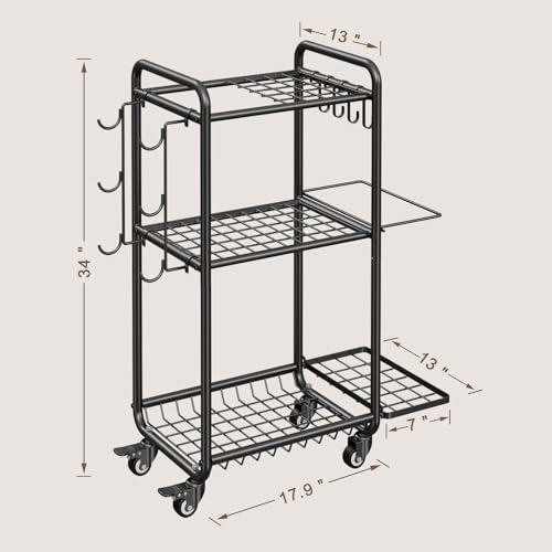 Multi-Functional Home Gym Storage Rack with Wheels and Hooks - color: Black