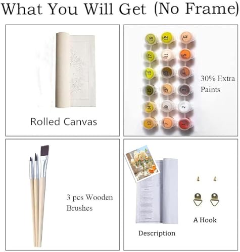 ZRIZQ Paint by Numbers Kit for Adults Beginner,White Flowers,16x20 | Full set with wooden brushes,rolled canvas,rich paints.Calming activity.Beginner friendly.Just open and paint. - color: 16"X20"Rolled Canvas(Frameless)-Flowers 10