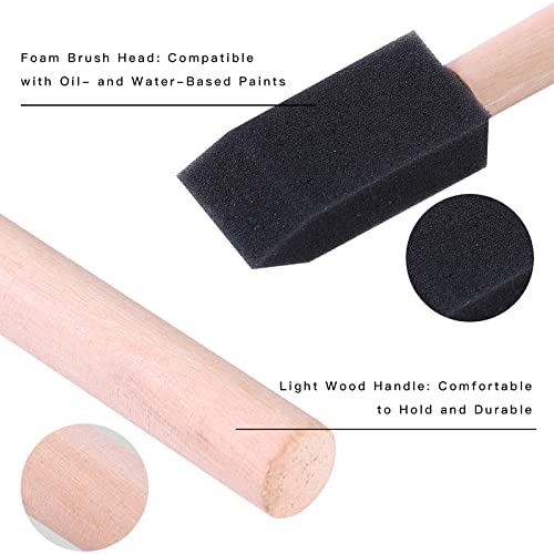 Mister Rui 1 Inch Foam Paint Brushes, 12 Pack – High Density Poly Sponge Brushes for Painting, Mod Podge, Decoupage, Crafts & Cleaning | Spong Brushes for Mod Podge, Decoupage, Stains, Varnish, Crafts and Cleaning. Smooth Finish on Crafts, Furniture and W