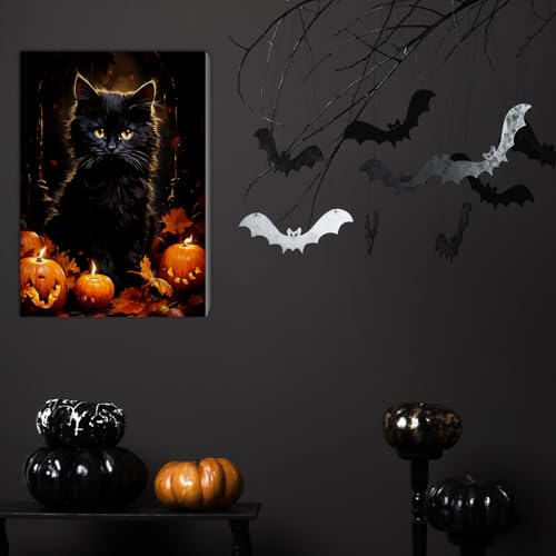 Honoson 6 Pcs Halloween DIY Paint by Number Kits for Adults | Framed Canvases with Easel, Ghost Skeleton Pumpkin Cat, Suitable for Beginner, Ideal for Haunted Wall Decor and Stress Relief - style: Halloween