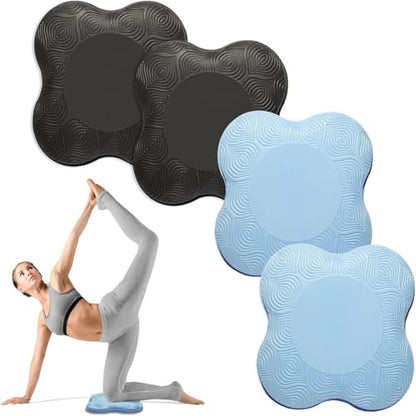 2 Packs Yoga Knee & Elbow Cushions - Extra Thick Foam for Knees, Elbows, Wrists, Hands & Head - Pilates & Kneeling Pads - Support Foam Pads for Women & Men - color: 4pcs- Blue + Black