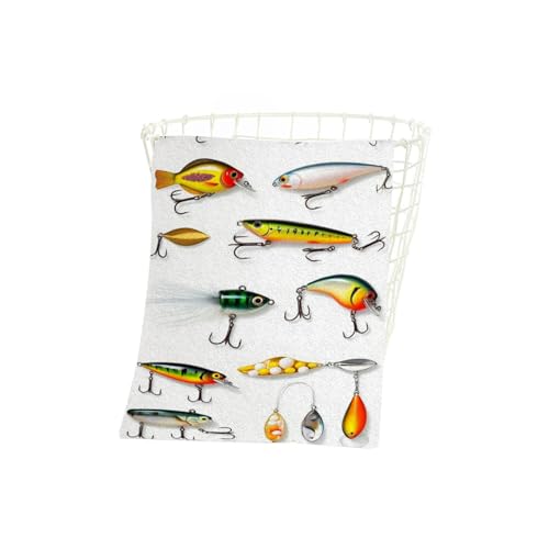 Different Fishing Baits Towel 15X30 Inch for Face/Body/Hair/Hand for Spa Gym Yoga Swim Bathroom Kitchen Hotel - color: Different Fishing Baits