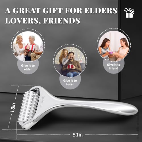 Acupuncture Massage Roller with Acupressure Spikes Roller Massager | Stainless Steel Massage Tool Face Roller, Back Leg Finger Foot Roller, Spiky Massage Roller for Muscle Rolling Massage