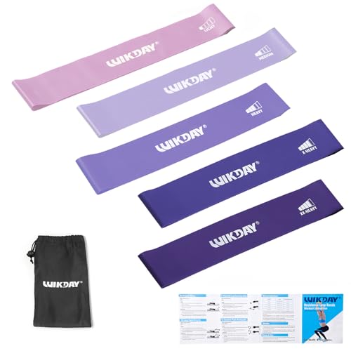 WIKDAY Resistance Bands for Working Out Exercise Loop Bands Workout Bands Set for Men Women Body Stretching, Crossfit Training, Home Workout, Physical Therapy, Booty Legs, Set of 5 - color: Purple